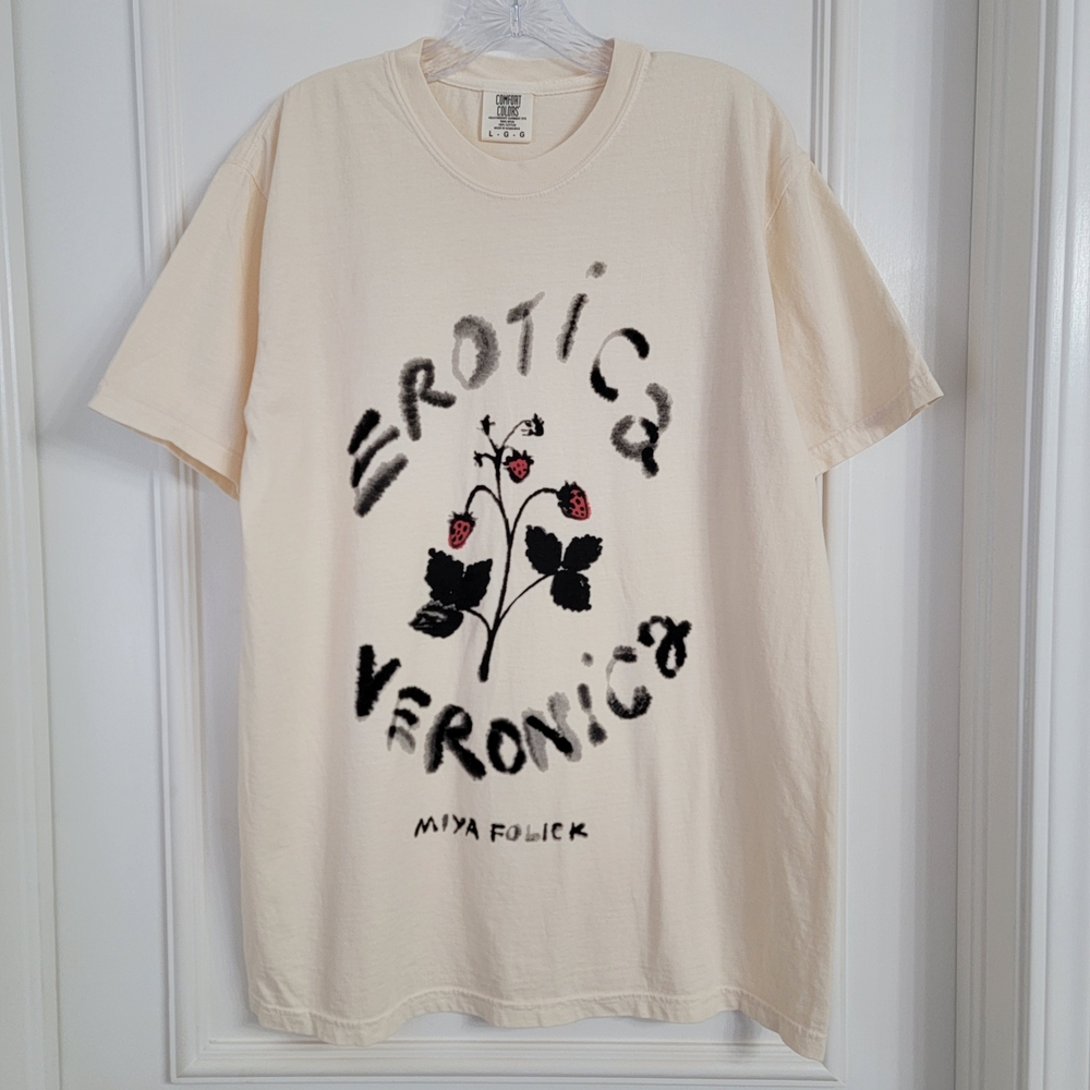 Erotica Veronica Miya Folick Ivory Cream Comfort Colors Crewneck T-Shirt. Sz- L